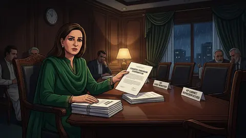 Animated editorial illustration for: Authorities Place Containers to Block PTI Long March Route