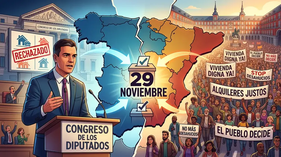 Animated editorial illustration for: Spanish PM Pedro Sanchez calls snap election for November 29