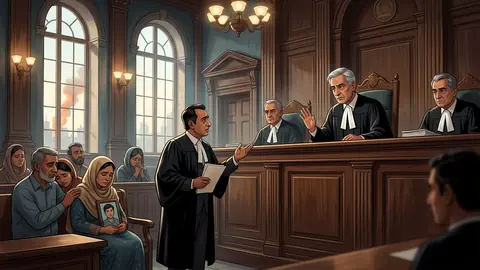 Animated editorial illustration for: Supreme Court dismisses Sindh govt plea against Baldia factory fire acquittals