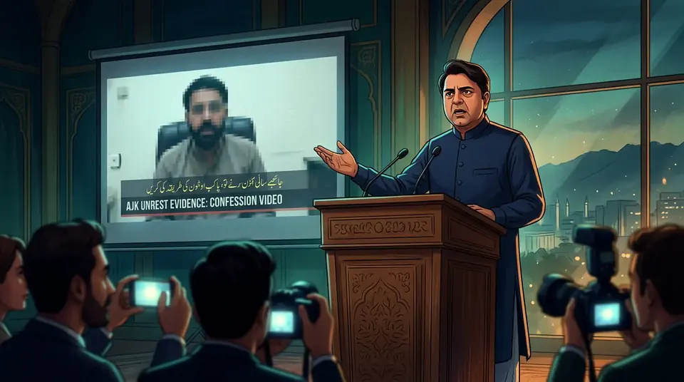 اس خبر کے لیے متحرک اداریاتی خاکہ: طلال چوہدری کا آزاد کشمیر میں غیر ملکی حمایت یافتہ بدامنی کا الزام، ویڈیو ثبوت پیش