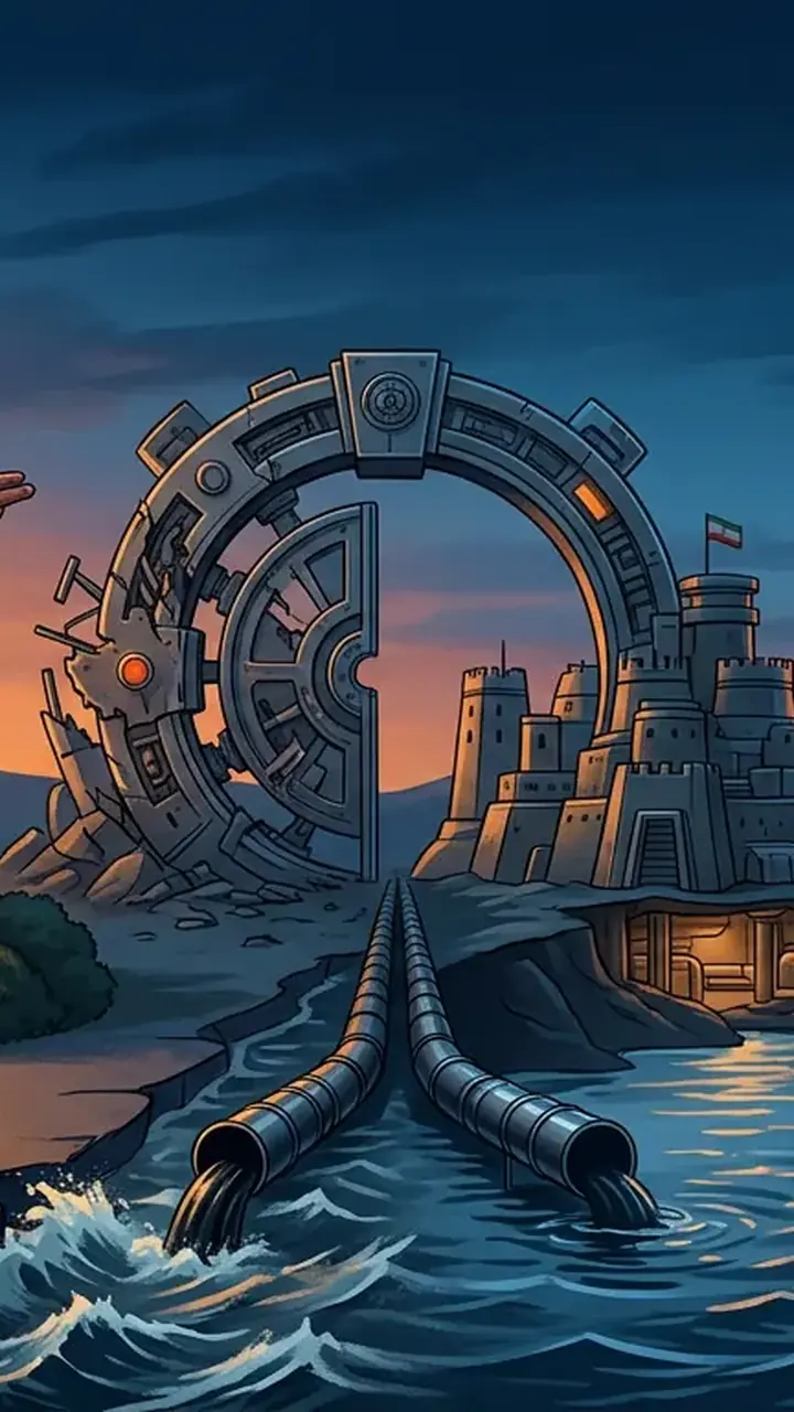Animated editorial illustration for: Top US Officials Held Secret Camp David Meeting on Iran, Reports Say