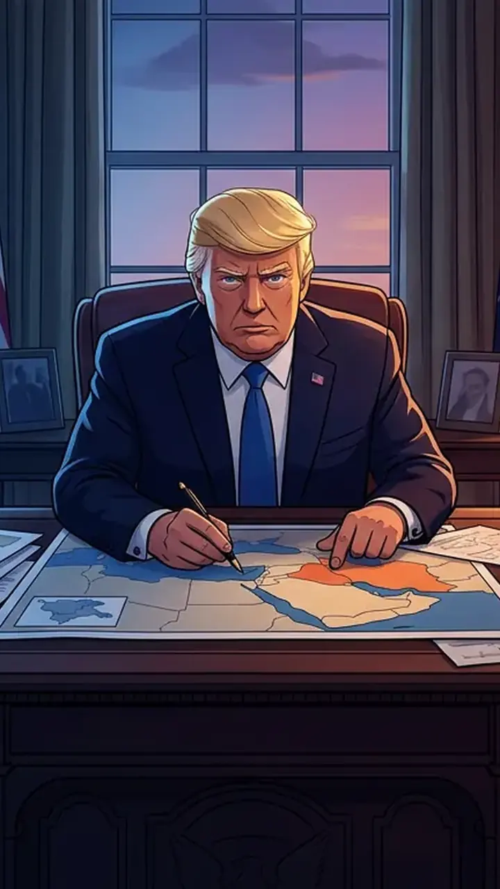 Animated editorial illustration for: Trump to Iran: Sign a Deal or Face ‘Serious Consequences’
