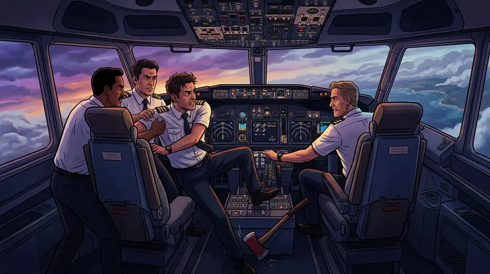 Animated editorial illustration for: Flydubai Attacker Allegedly Trained With Extremists in Syria, Reports Claim