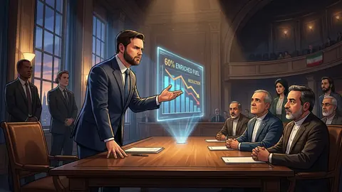 Animated editorial illustration for: Vance Says US Not Facing Weapons Shortage in Iran War