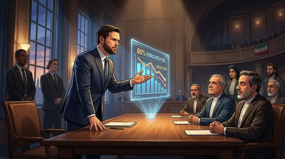 Animated editorial illustration for: Vance Says US Not Facing Weapons Shortage in Iran War