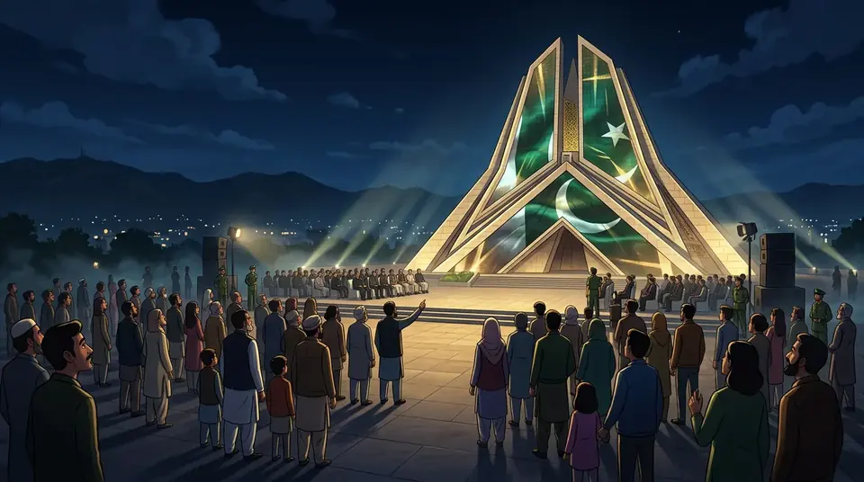 Animated editorial illustration for: ‘Yadgar-e-Fatah’ Victory Memorial to be unveiled in Islamabad