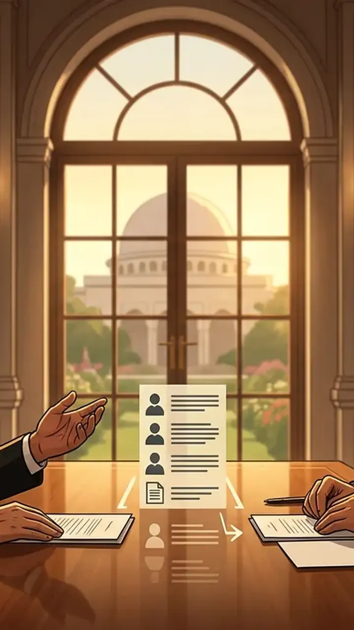 Animated editorial illustration for: Govt, PPP Delegation to Hold First Round of Talks with PTI